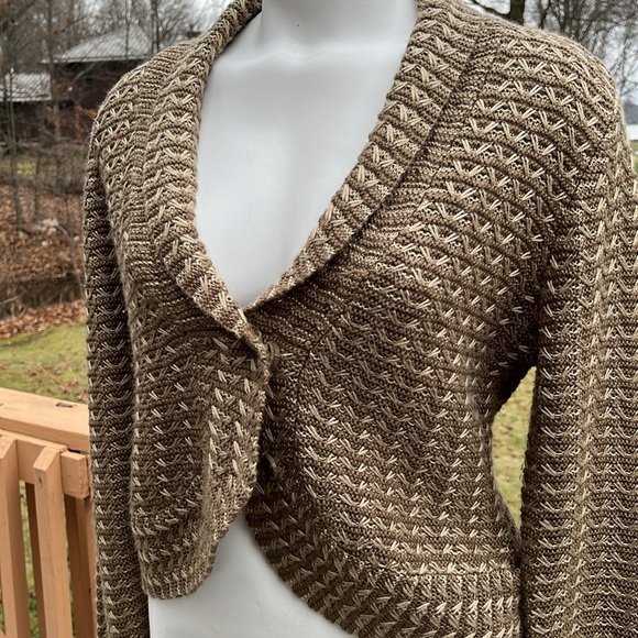 Tribal cropped shawl neck sweater L - Picture 2 of 10